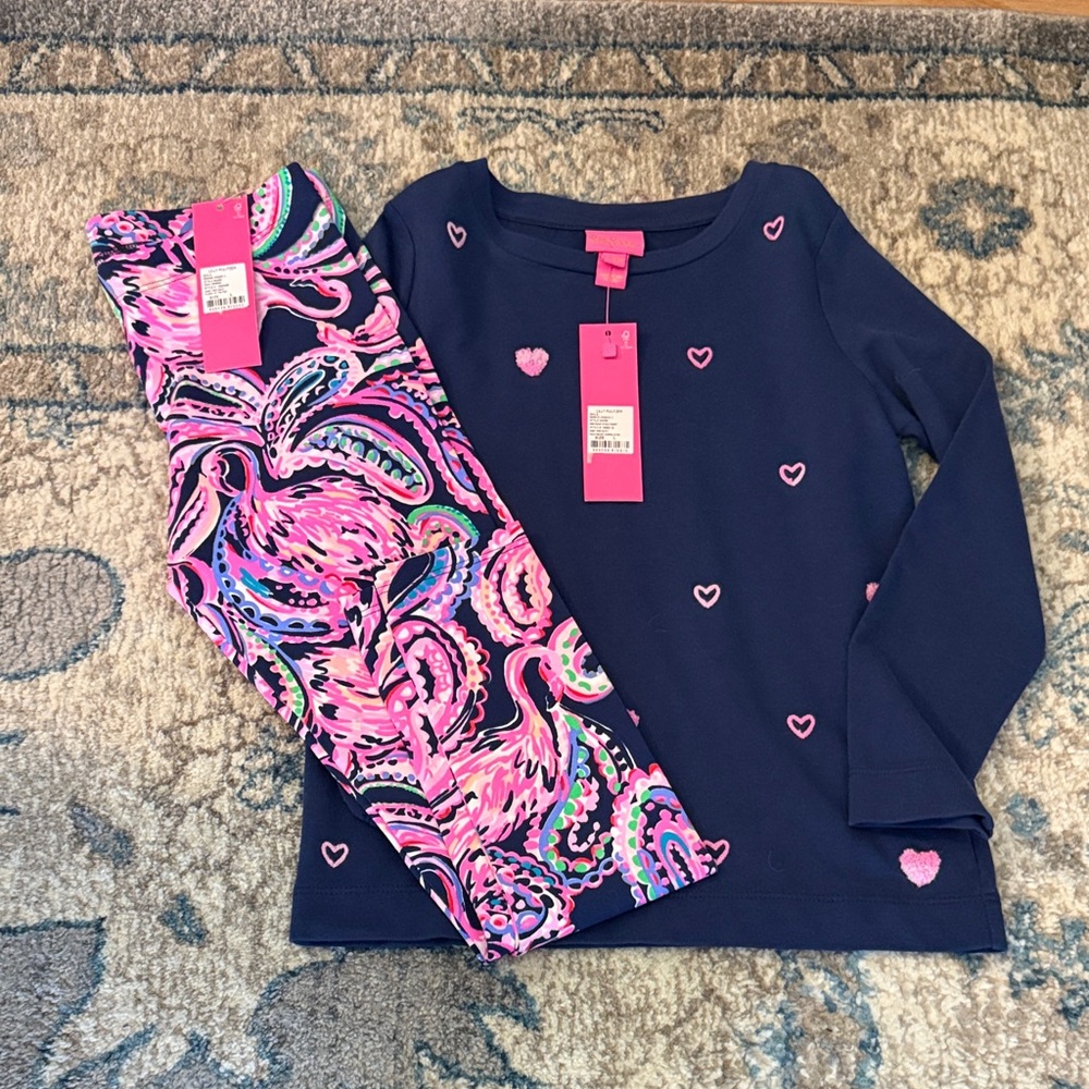 Lilly Pulitzer Blue Top with Pink matching leggings